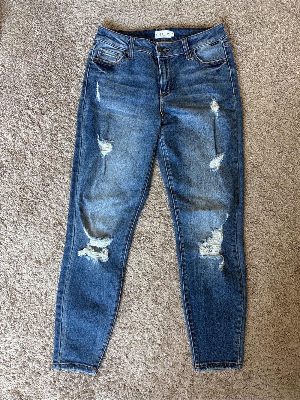Cello Ripped Washed Blue Skinny Jeans / W11